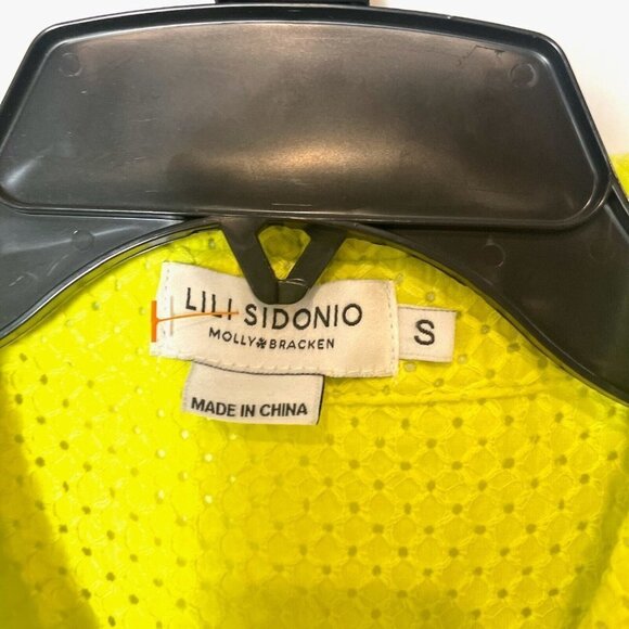 Lili Sidonio Molly Bracken Button Up Blouse Top Womens S Yellow Collared Eyelet - Picture 3 of 10